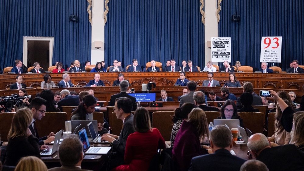 Ukrainian Ambassador William Taylor and Deputy Assistant Secretary George Kent testify during the first public hearings held by the House Permanent Select Committee on Intelligence as part of the impeachment inquiry into Trump