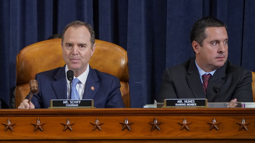 House Intelligence Committee Chairman Adam Schiff and Republican ranking member Representative Devin Nunes gave an opening statement in the second public hearing in the impeachment investigation into President Donald Trump.