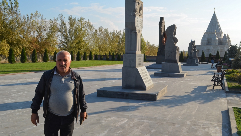 Property manager Mraz Sloyan is pictured in the Armenian-Yazidi friendship memorial complex