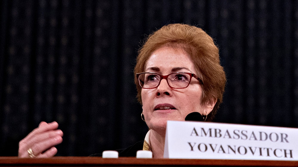 Marie Yovanovitch, former US ambassador to Ukraine, speaks during a House Intelligence Committee hearing