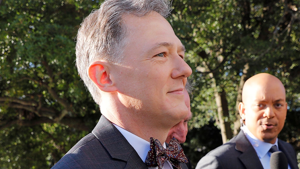 Kent arrives to testify at a closed-door deposition as part of the impeachment inquiry into US President Donald Trump
