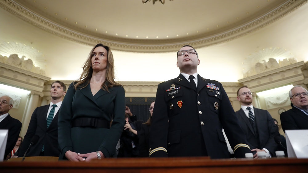 Jennifer Williams, an aide to Vice President Mike Pence, and National Security Council aide Lt. Col. Alexander Vindman, said they do not consider themselves “never Trumpers”.