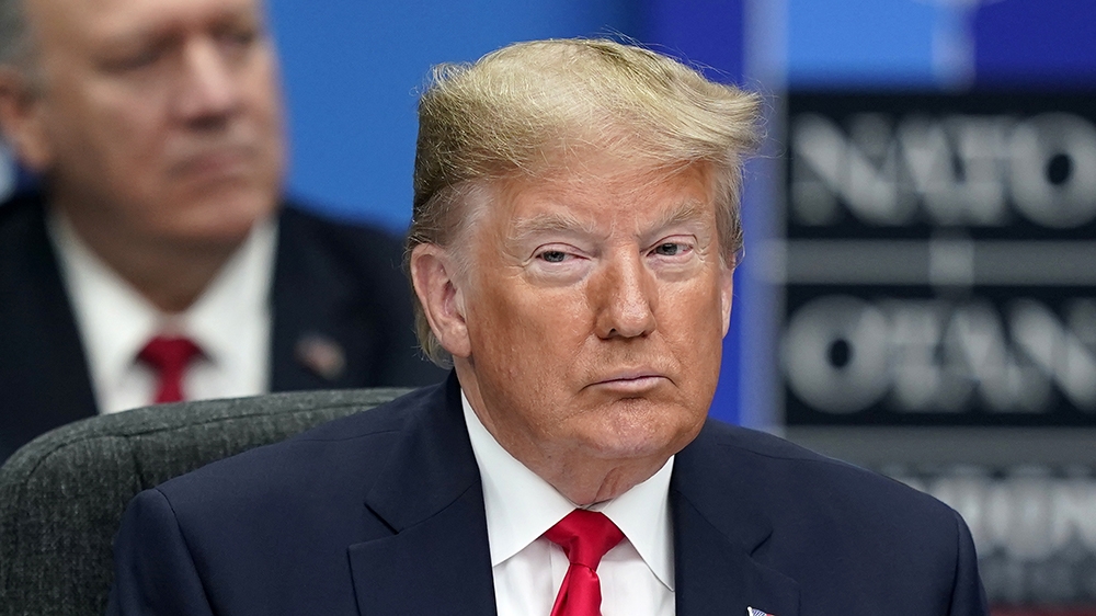 US President Donald Trump during NATO Summit in London, Britain, 04 December 2019. NATO countries'' heads of states and governments gather in London for a two-day meeting. After an hour Central hall W