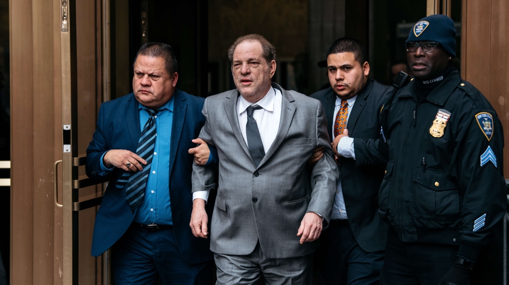 Harvey Weinstein leaves New York City Criminal Court after a bail hearing on December 6, 2019