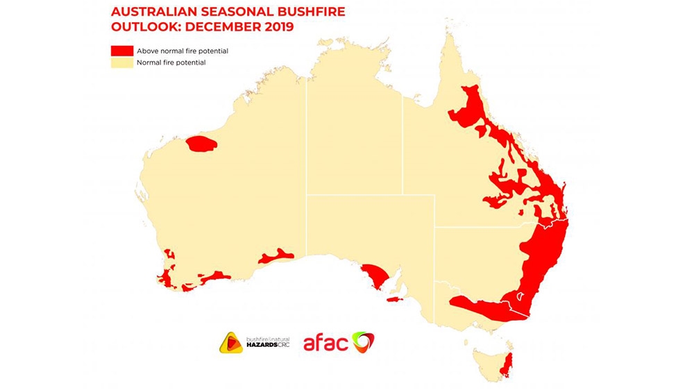 The Bushfire and Natural Hazard Cooperative Research Centre has warned of a higher-than-usual risk of bushfires given Australia’s hot and dry conditions [BNHCRC via Al Jazeera]