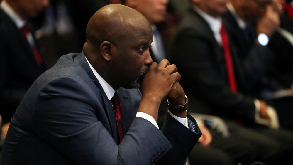 Gambia’s Justice Minister Abubacarr Tambadou attends a hearing in a case filed by the Gambia against Myanmar alleging genocide against the minority Rohingya population