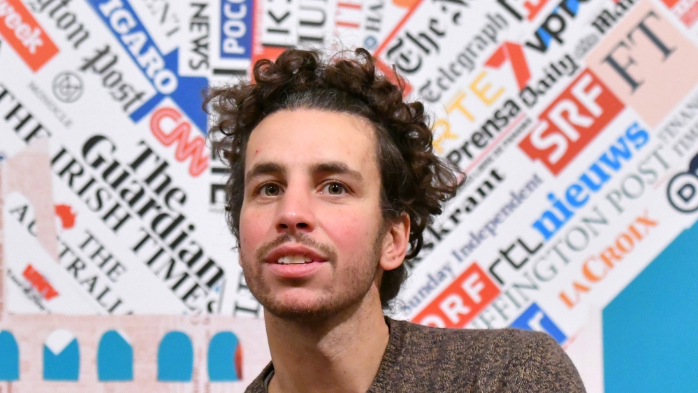 Mattia Santori, one of the founders of youth-driven Sardines movement, formed to oppose the far-right League party, in Rome