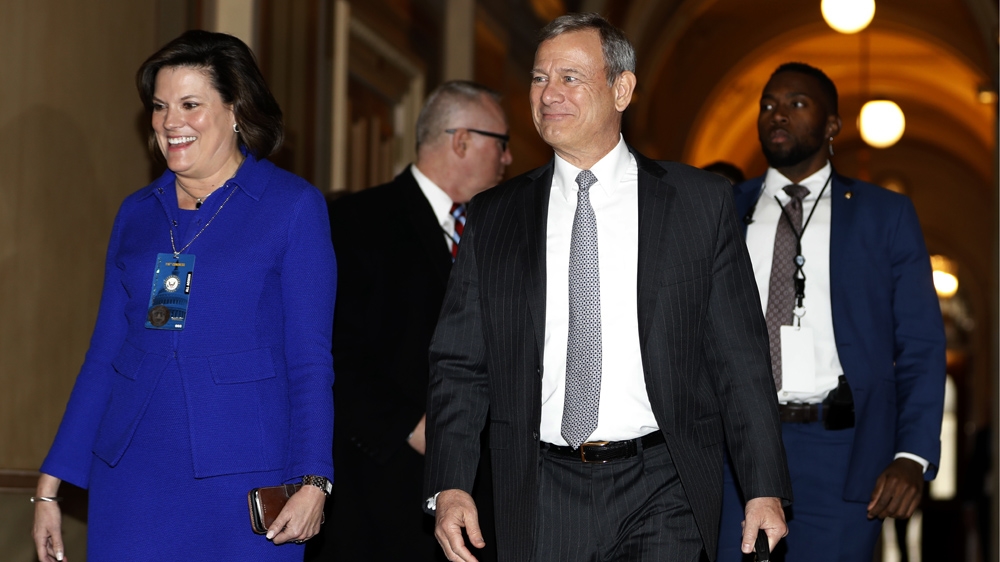 Supreme Court Chief Justice John Roberts arrived at the Capitol in Washington for the third day of impeachment trial