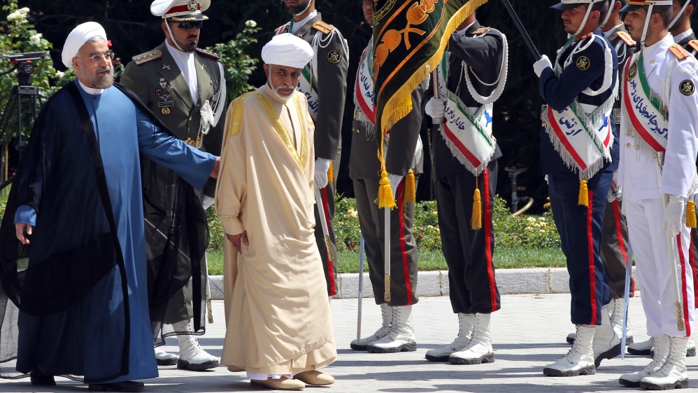 Sultan Qaboos with the Iranian President Hassan Rouhani during his visit to Tehran in 2013