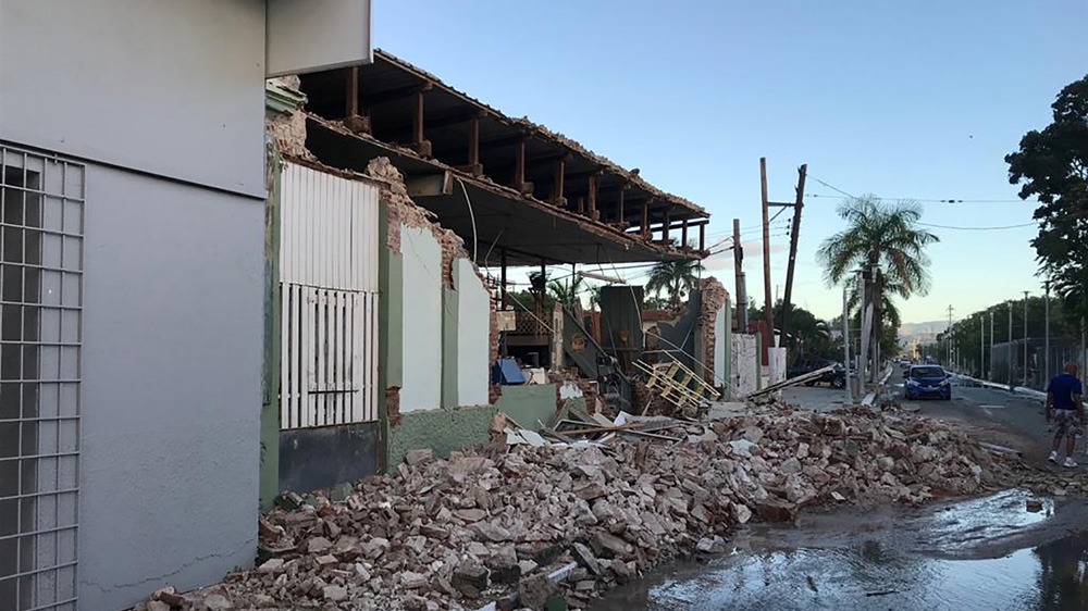 A shop was damaged after an earthquake in Guanica