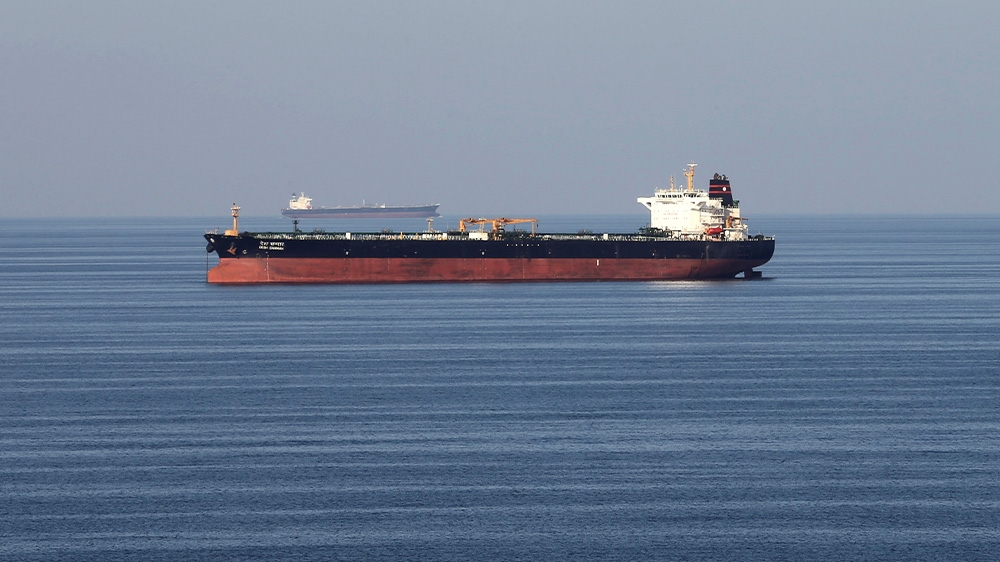 Oil tankers pass through the Strait of Hormuz