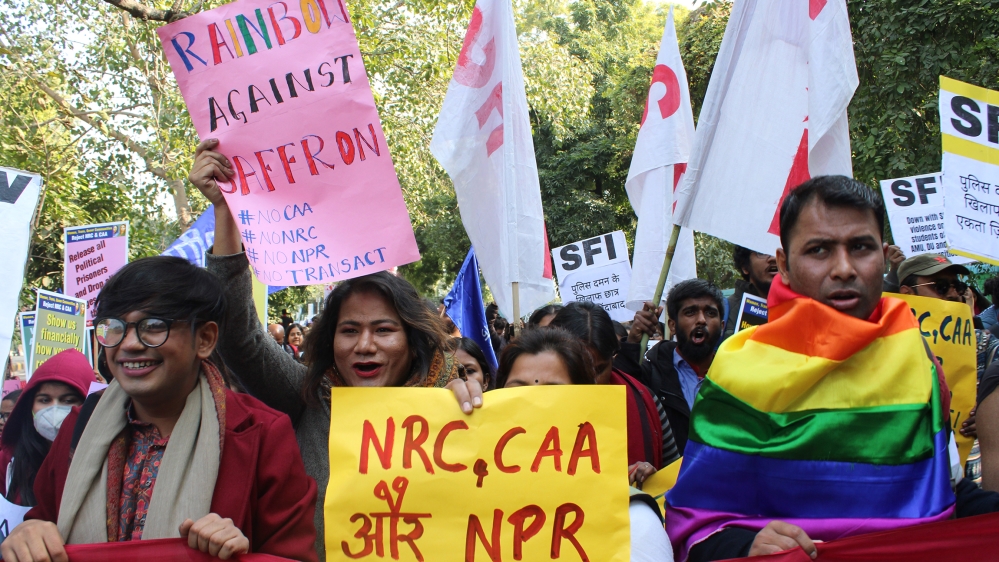 Dozens of LGBTQ groups marched in the Indian capital against the citizenship law