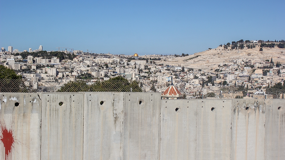The illegal Israeli separation wall around Abu Dis