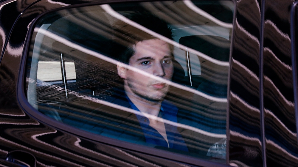 Portuguese hacker Rui Pinto (L) arrives to Lisbon Criminal Court to be quizzed over Belgian Football Leaks, Lisbon, Portugal, 22 March 2019. Rui Pinto will be questioned about the access to Sporting
