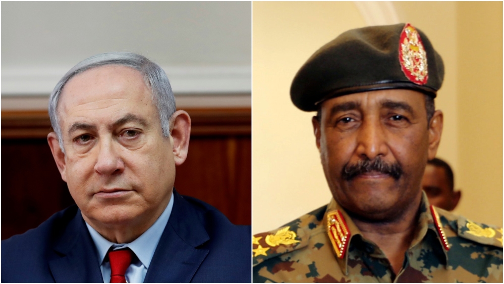 Abdel Fattah al-Burhan, right, and Benjamin Netanyahu