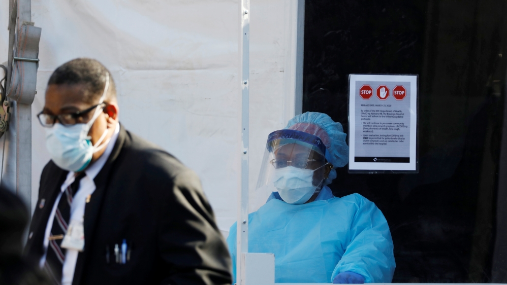 Coronavirus disease (COVID-19) testing at the Brooklyn Hospital Center in Brooklyn, New York