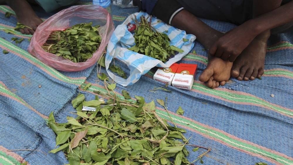 Boys chew khat in Mogadishu