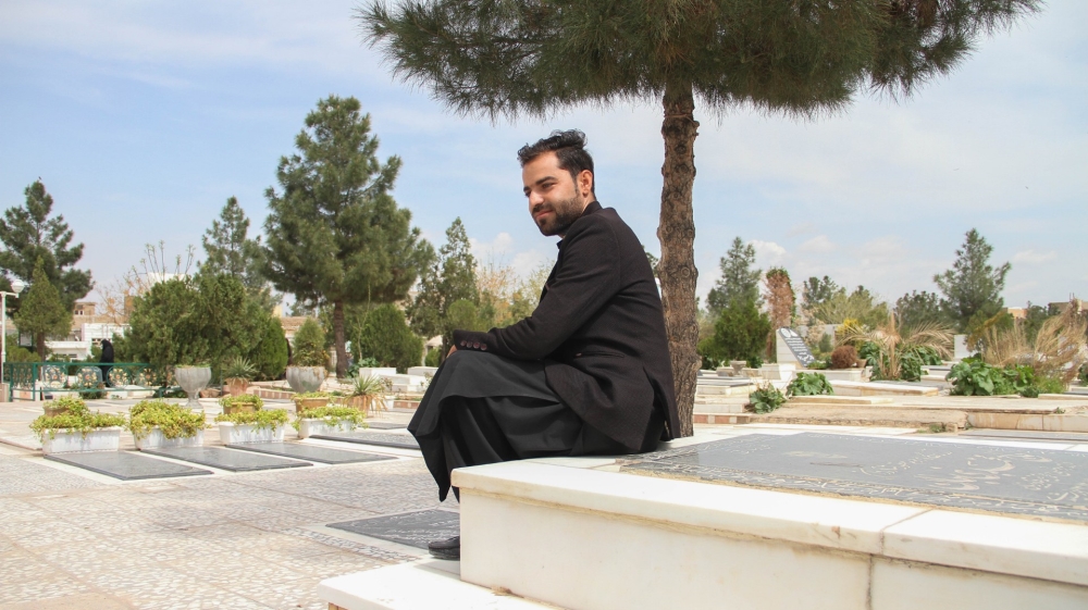Hessam came to Sultan Agha shrine to visit the graves of his family members