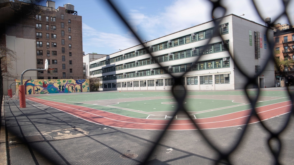 Anderson School PS 334 in the Manhattan borough of New York City, is closed like the majority of schools across the US