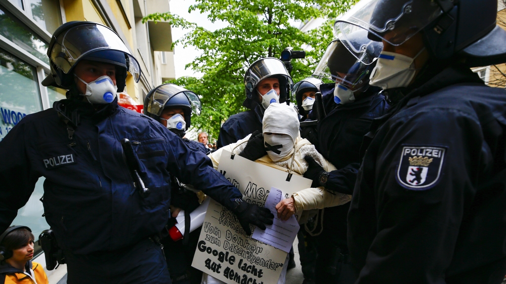 Protesters took to the streets in Berlin on April 25 to demonstrate against the measures taken to combat the coronavirus outbreak