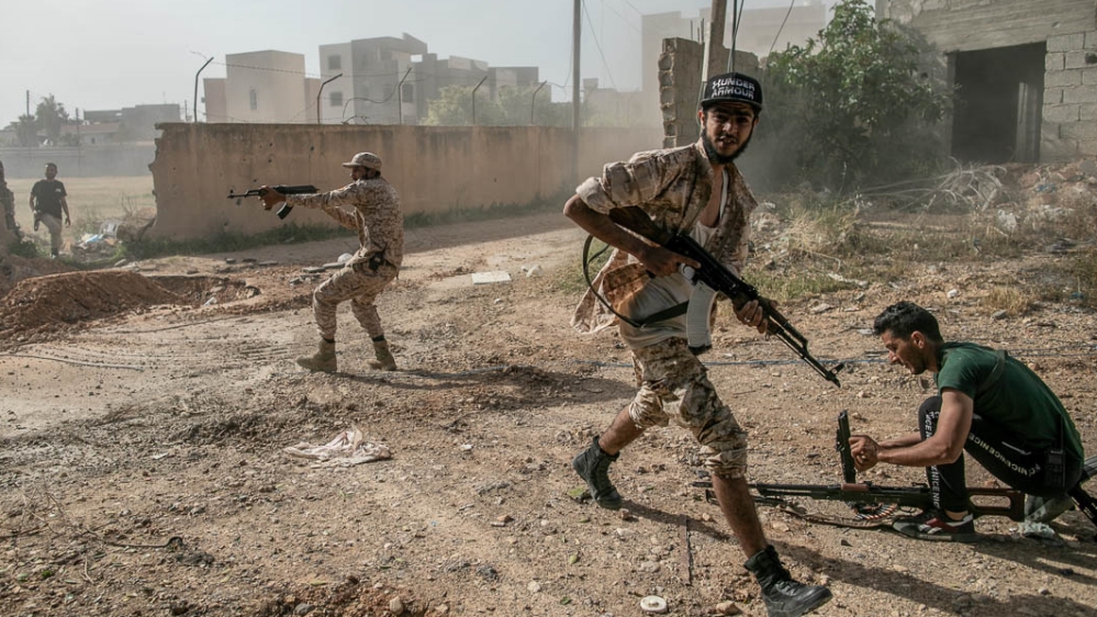 TRIPOLI, LIBYA - APRIL 18: UN-recognized government forces members take part in the 
