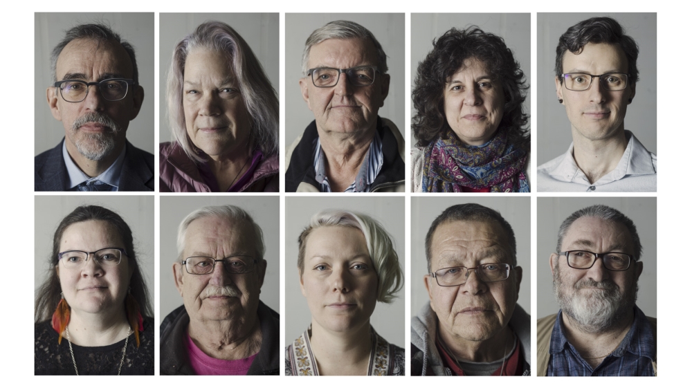 Some of the attendees of the meeting; from left to right, top row: Pierre Lamoureux (61), Marlane Tucker (72), Anthony Tkachyk (67), Penny Fox, Caleb Anacker (33), and bottom row: Sharon Fisher (40), Jim White (71), Megan Tucker (36), Roy Missal (67) and Gerard Gauthier
