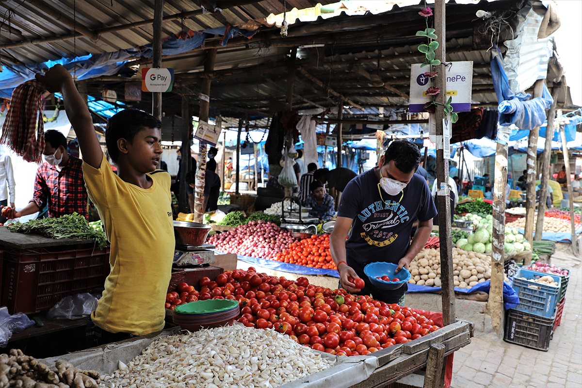 In India, the deadly virus has affected millions of lives, amid lockdown with normal life crippled, street vendors opted to sell vegetables, fruits in different pockets of Delhi-NCR, to comply with th