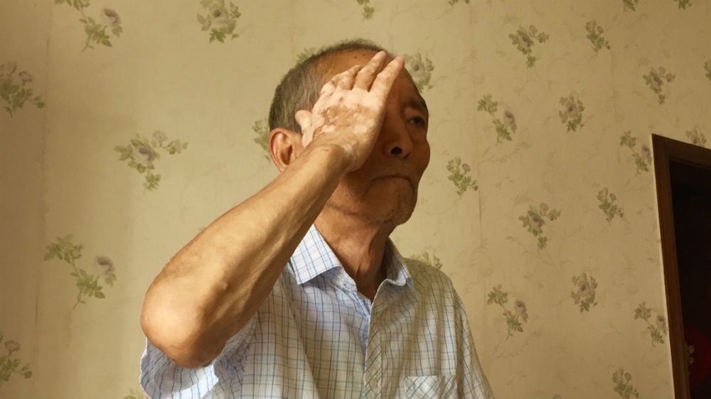 Zhang Lifa saluting during the parade to mark 70 years of the People’s Republic of China last year [Supplied]