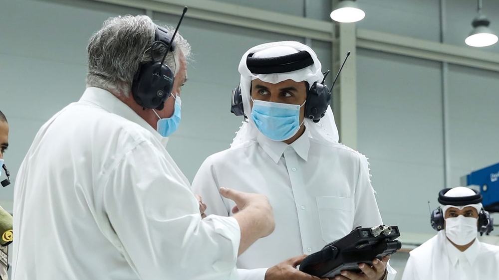 Qatar’s Emir Sheikh Tamim bin Hamad Al Thani visited the production line of Qatari ventilators at the Barzan Holding Company in Doha [Al Jazeera]