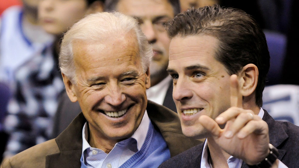 Former US Vice President Joe Biden and his son Hunter Biden