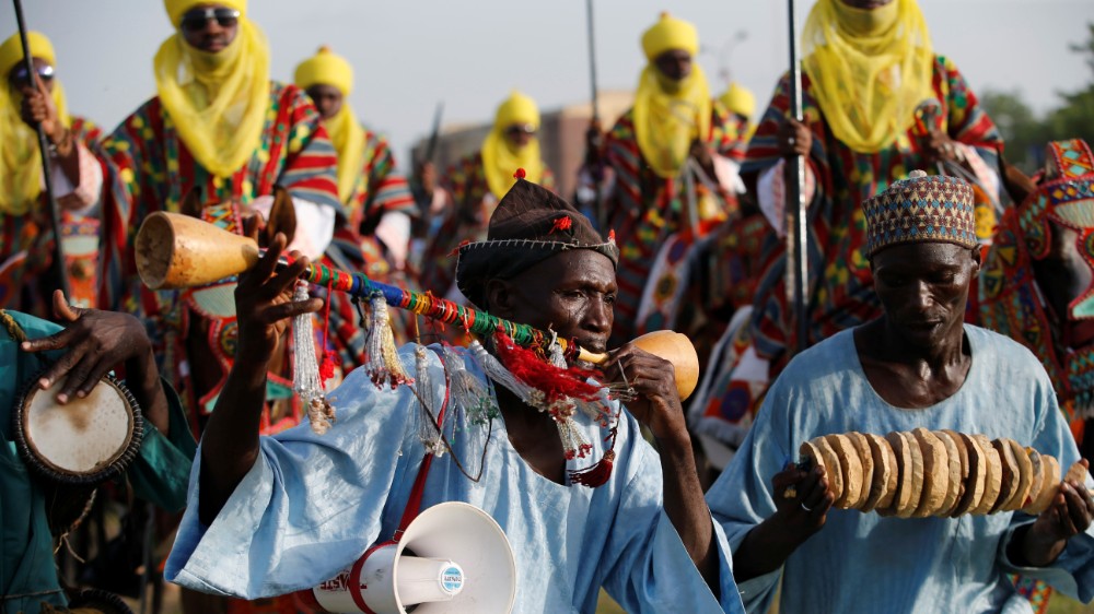 Traditional performers during the annual Durbar festival held at the end of Ramadan in Nigeria’s northern city of Kano