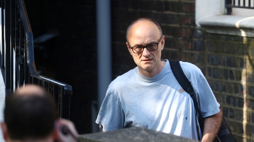 Dominic Cummings, special advisor for Britain’s Prime Minister Boris Johnson leaves his house in London, following the outbreak of the coronavirus disease