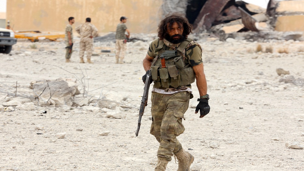 A member of Libya’s GNA forces seen after they took control of the strategic al-Watiya airbase last week