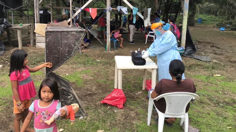 Fearful of the coronavirus, dozens of Siekopai fled in canoes to Lagartococha in the heart of the Amazon