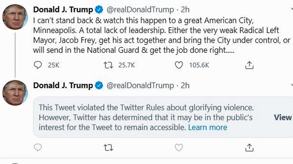 Trump tweet flagged and hidden