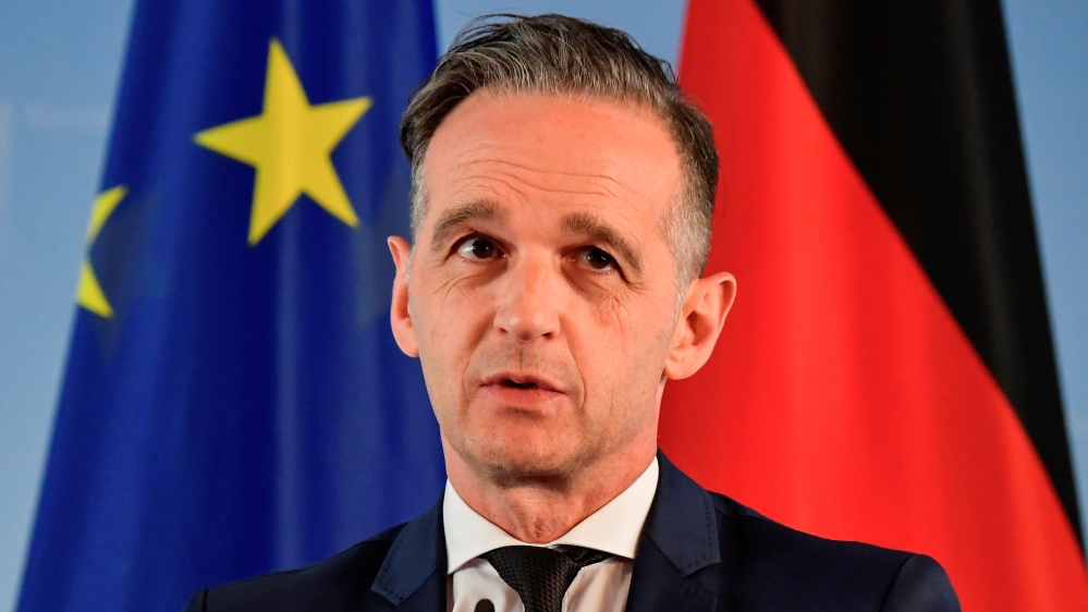 German Foreign Minister Heiko Maas delivers a statement after talks with EU Foreign Ministers in Berlin