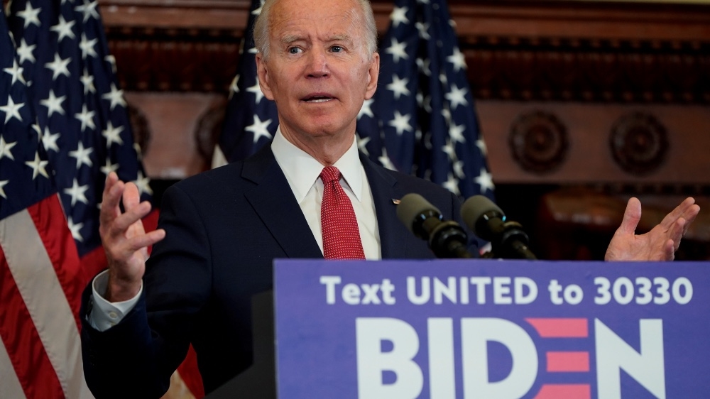 Progressives in the Democratic Party are seeking to push back on the pro-Israel policies championed by Joe Biden and other moderate Democrats File: Joshua Roberts/Reuters]