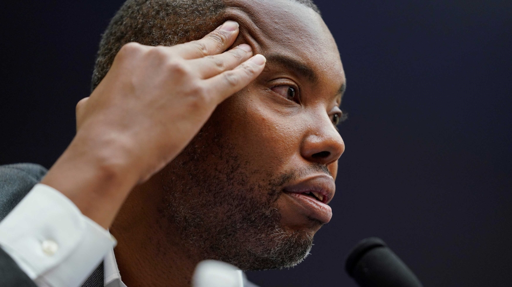 Writer Ta-Nehisi Coates speaking during a House Judiciary Subcommittee hearing on reparations for slavery on Capitol Hill in Washington, DC