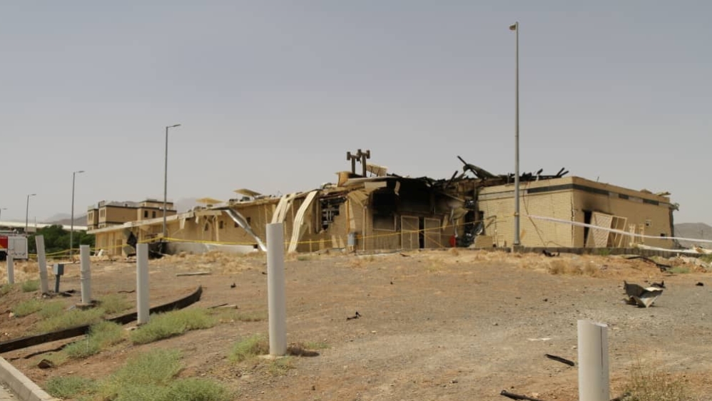 A view of a damaged building after a fire broke out at Iran’s Natanz nuclear facility in Isfahan in July [Atomic Energy Organization of Iran via Reuters]