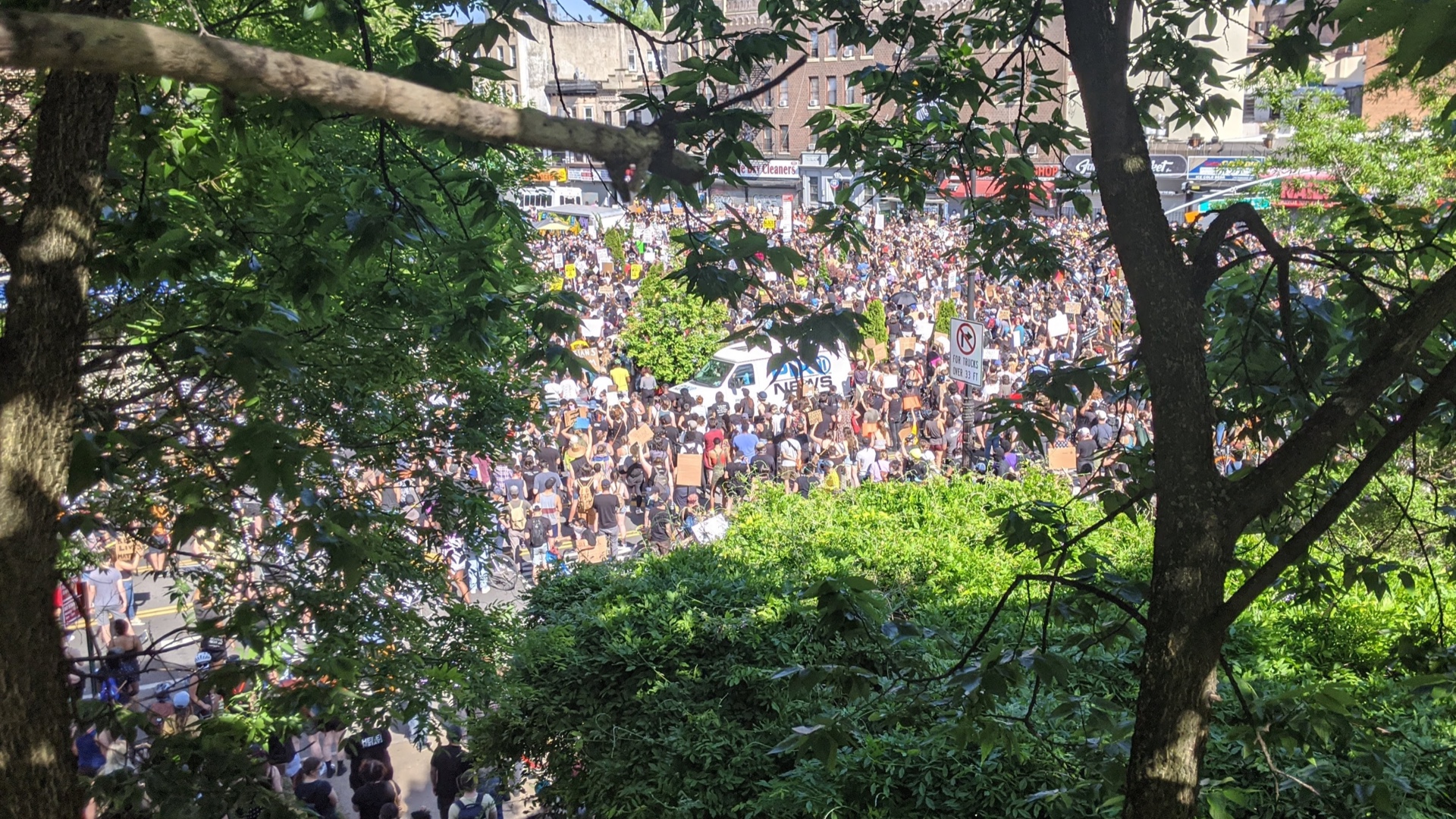 Between 1,000-2,000 protesters gathered outside Prospect Park in Brooklyn on May 30