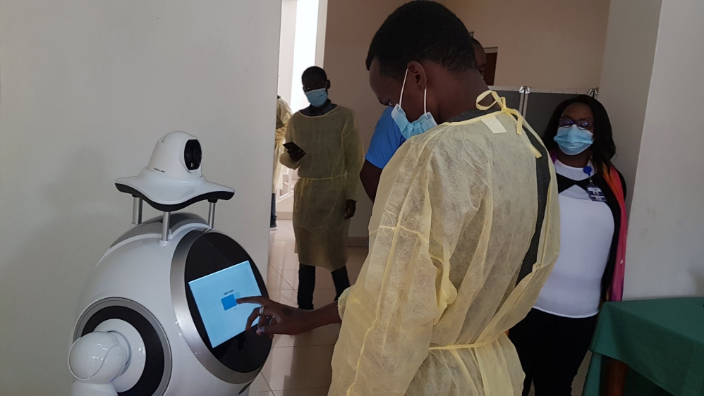 The United Nations Development Program donated a high-tech robot to the Kanyinya COVID-19 treatment centre in Kigali
