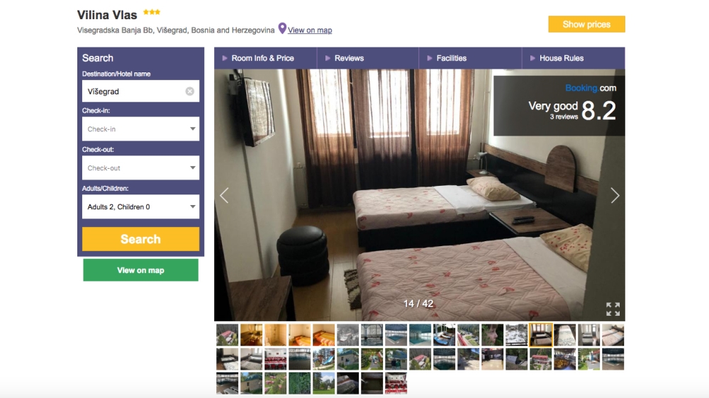 Vilina Vlas used as a rape camp by Serb forces is scored as ‘Very good’ on Booking.com [Al Jazeera]