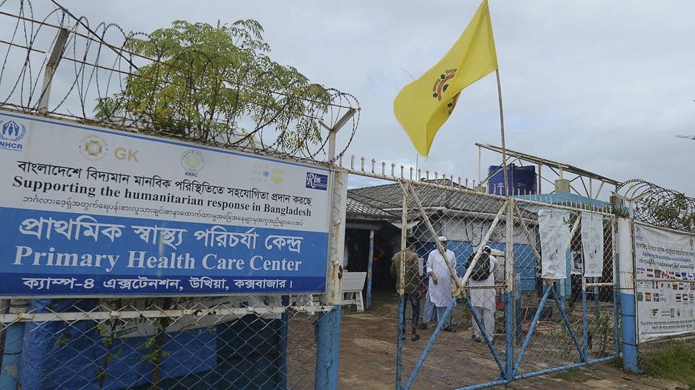 A medical centre inside the Kutupalong refugee camp where coronavirus restrictions mean the Rohingya will mark the third year since they were forced out of Myanmar with a ‘silent protest’ in their shelters