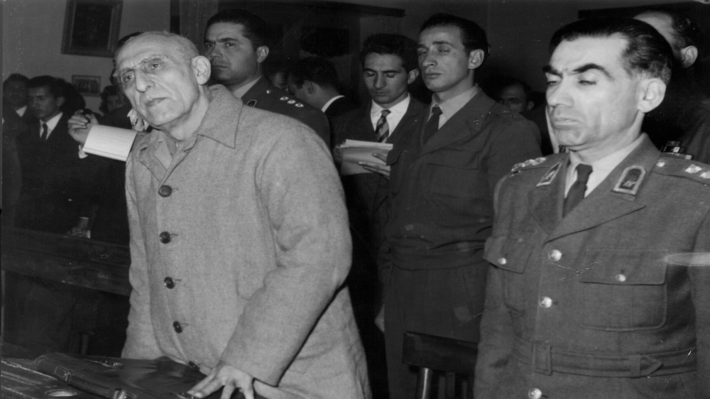 Mossadegh is sentenced to three years solitary confinement by a military court in Tehran in December 1953 for acting against the shah