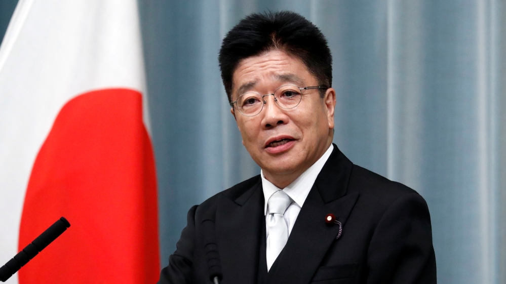 Japan’s Minister of Health, Labour and Welfare Katsunobu Kato attends a news conference at Prime Minister Shinzo Abe’s official residence in Tokyo