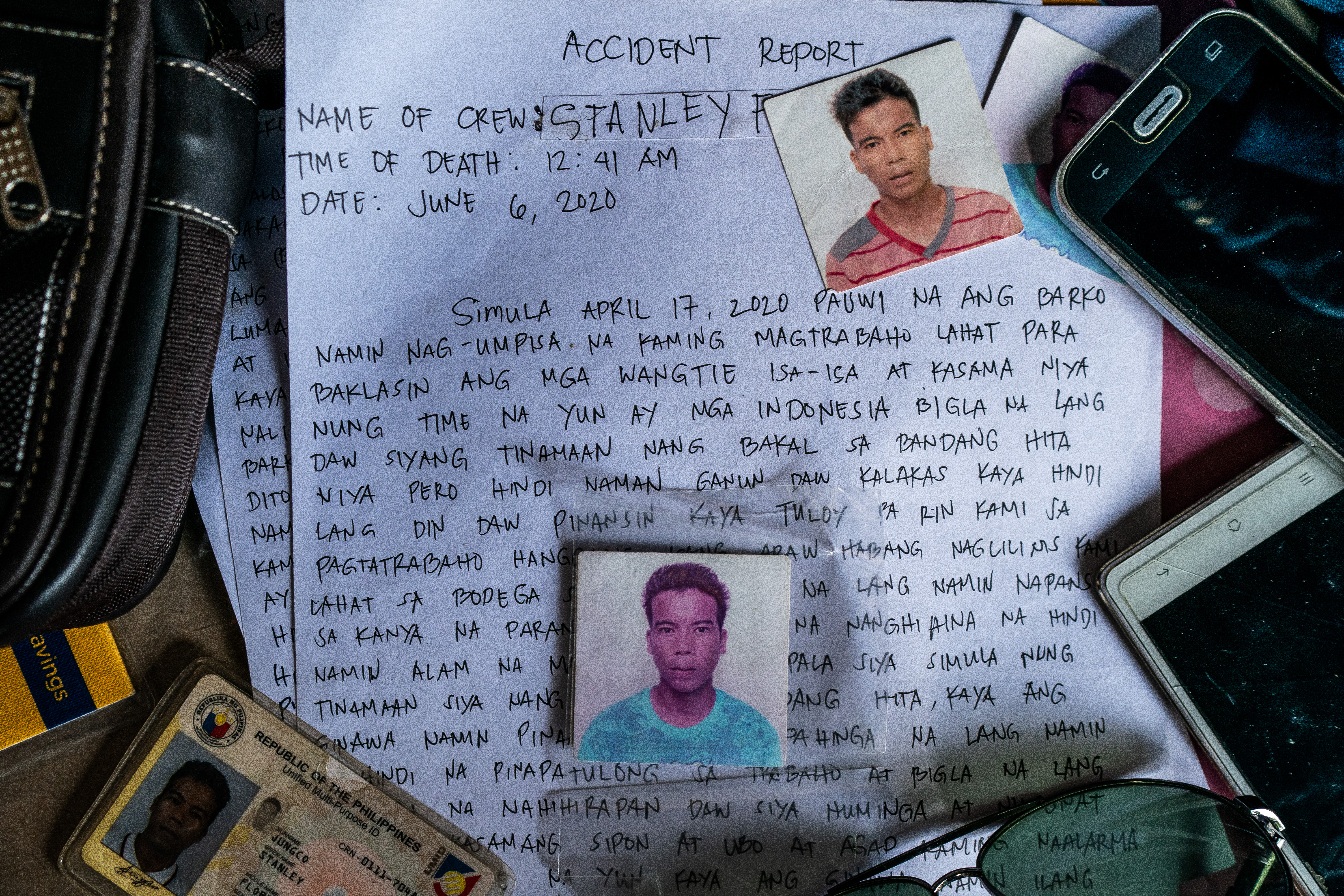 Jungco’s crewmates wrote up the details of his final moments on board the deep-sea shipping vessel, His family hope they will soon get him home