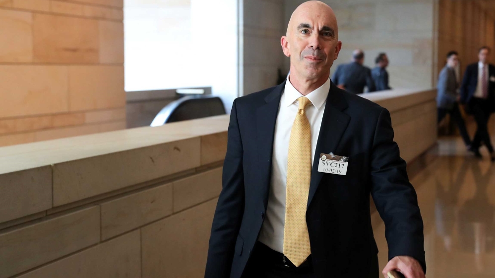 US State Department Inspector General Steve Linick departs after briefing House and Senate intelligence committees at the US Capitol in Washington, US