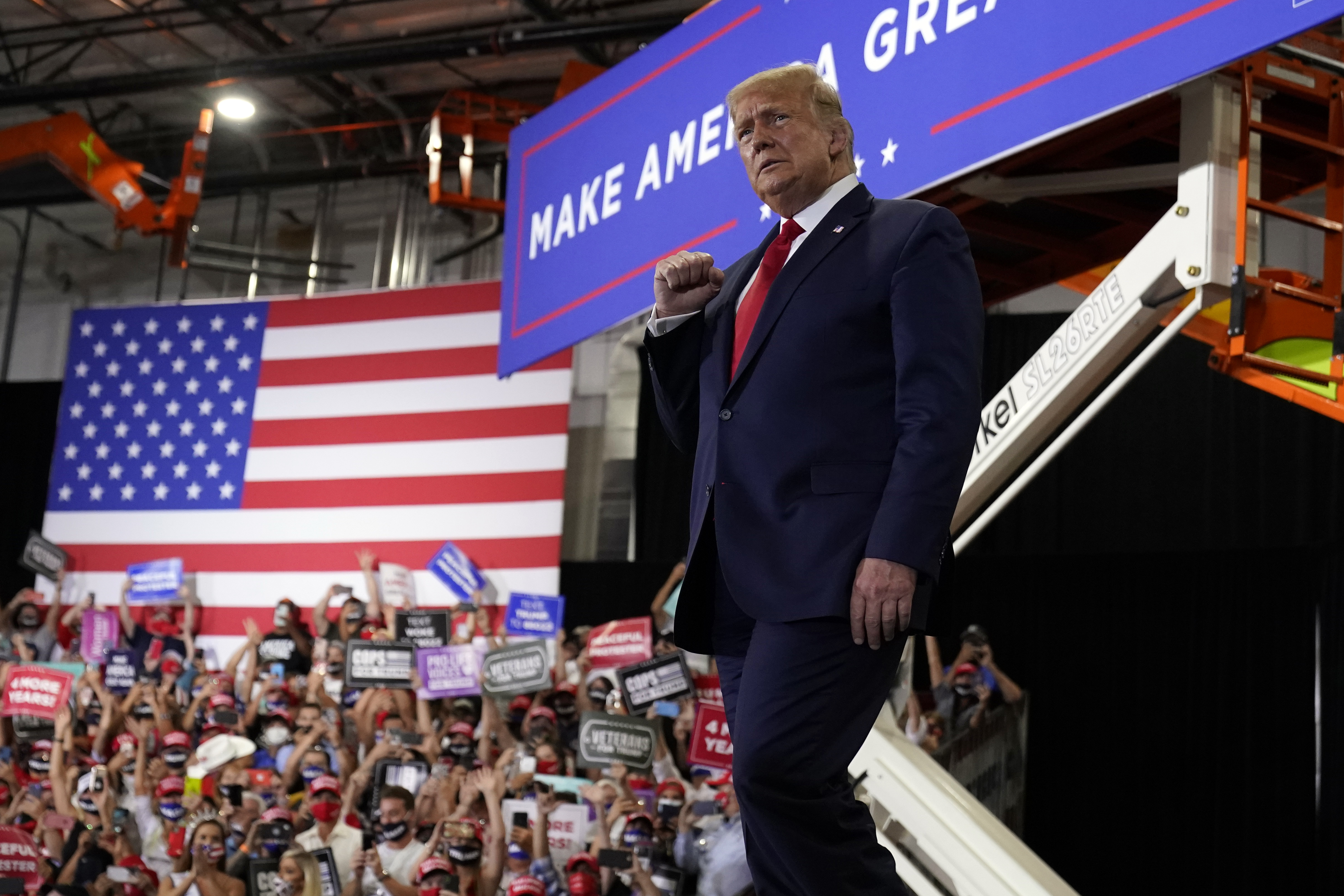 President Donald Trump arrives to speak at a rally at Xtreme Manufacturing on Sunday, September 13, 2020, in Henderson, Nevada