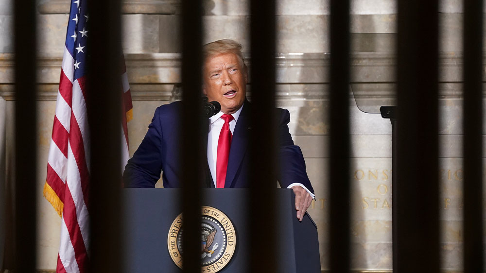 President Donald Trump speaks at the White House Conference on American History at the National Archives Museum in Washington, DC, September 17, 2020