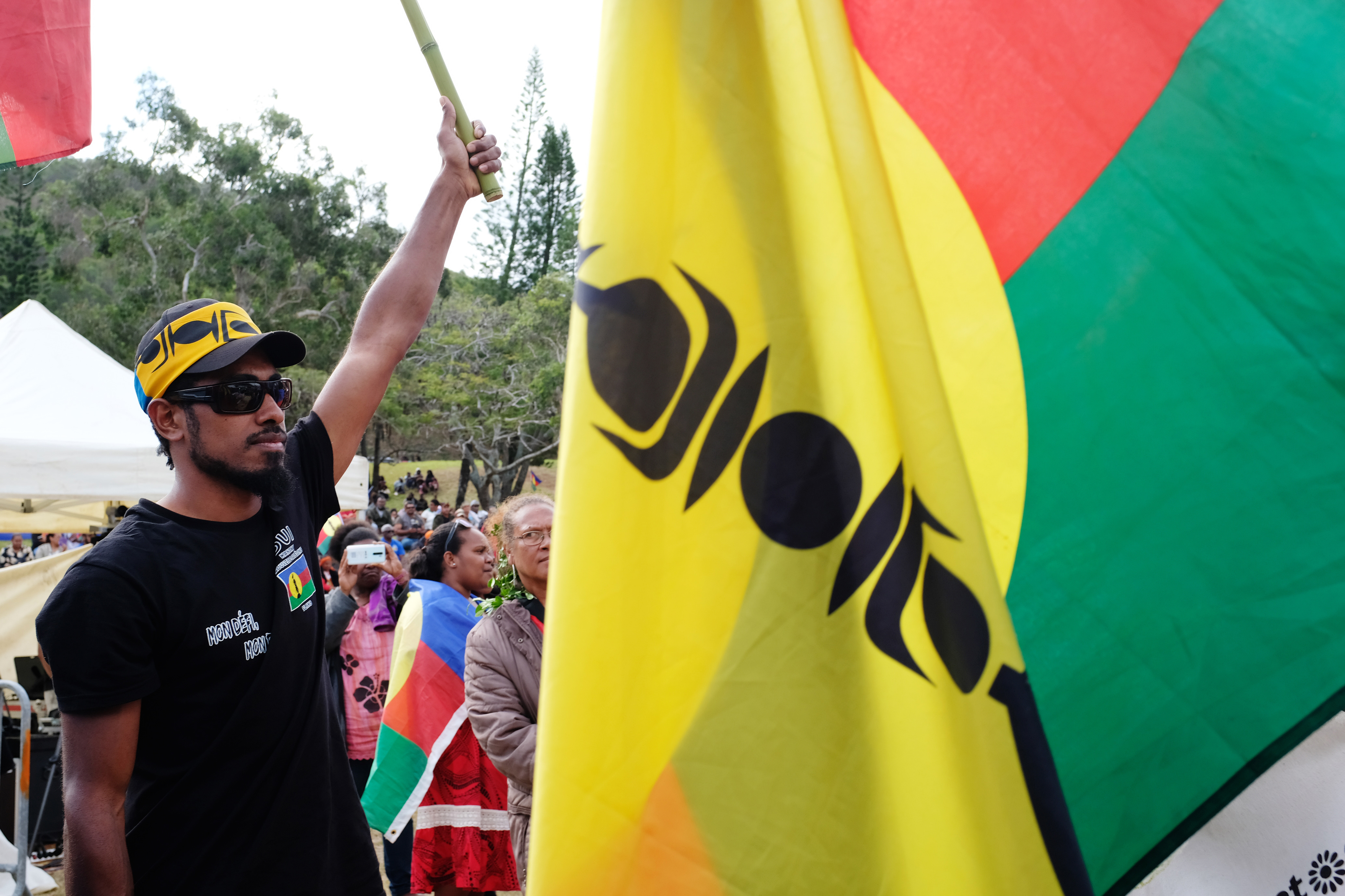 A pro-independence supporter at an October 1 rally in Noumea